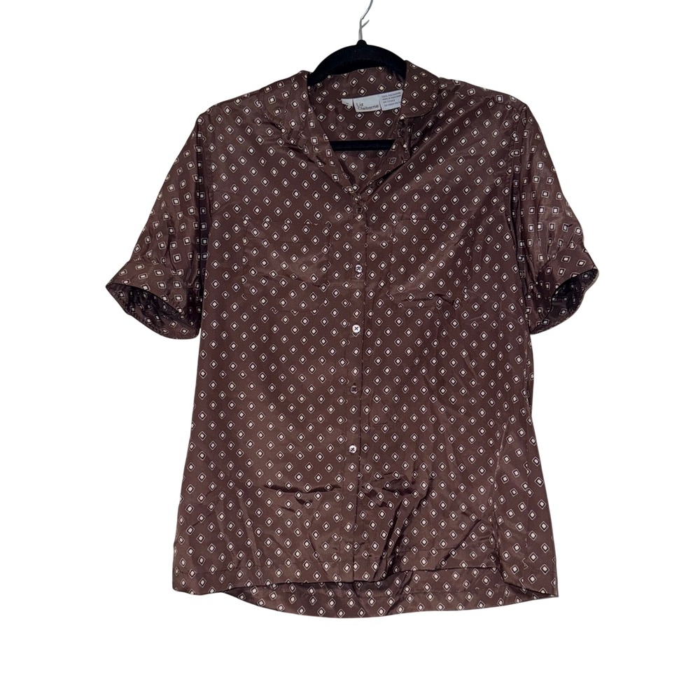 Liz Claiborne Vintage 90s 2 Piece Skirt Set Womens‎ 8 Brown Geometric Polyester